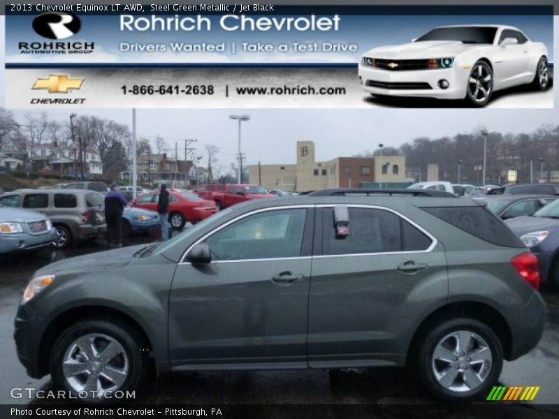 Steel Green Metallic / Jet Black 2013 Chevrolet Equinox LT AWD