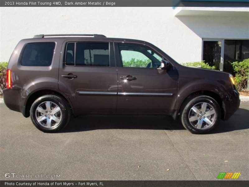 Dark Amber Metallic / Beige 2013 Honda Pilot Touring 4WD