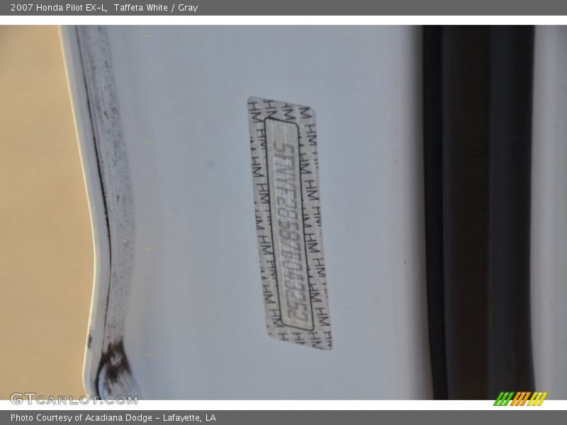 Taffeta White / Gray 2007 Honda Pilot EX-L