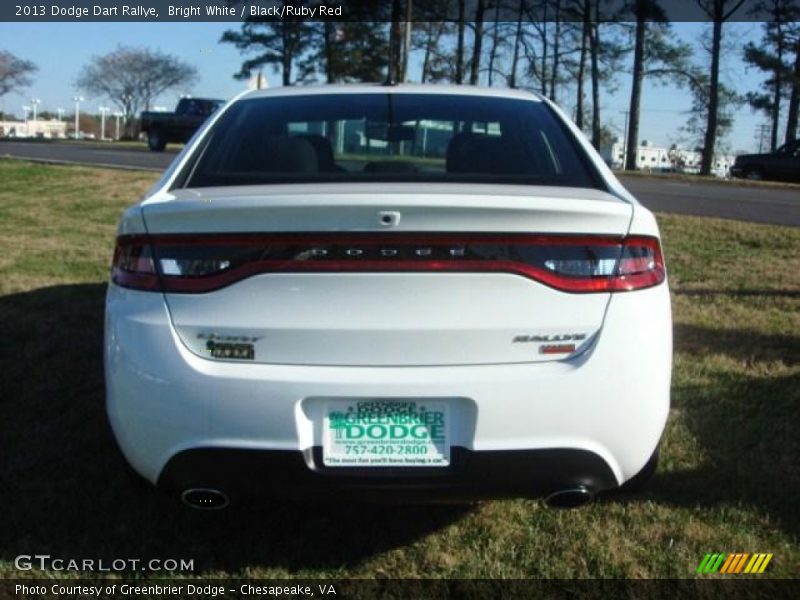 Bright White / Black/Ruby Red 2013 Dodge Dart Rallye