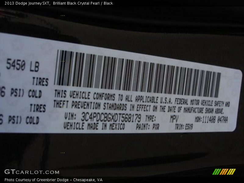 Brilliant Black Crystal Pearl / Black 2013 Dodge Journey SXT