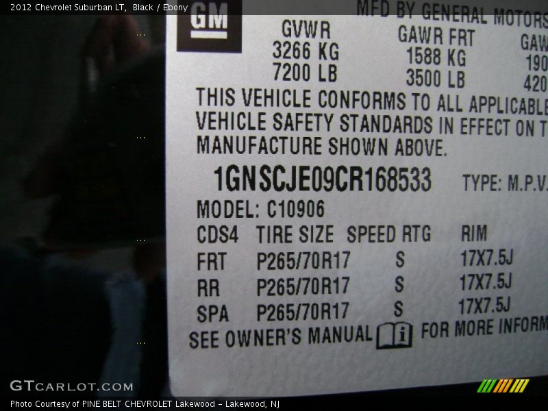 Black / Ebony 2012 Chevrolet Suburban LT