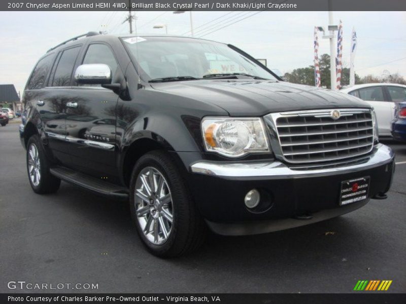 Brilliant Black Crystal Pearl / Dark Khaki/Light Graystone 2007 Chrysler Aspen Limited HEMI 4WD
