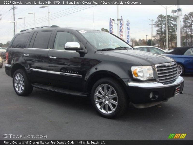 Brilliant Black Crystal Pearl / Dark Khaki/Light Graystone 2007 Chrysler Aspen Limited HEMI 4WD