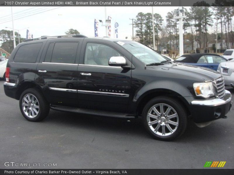 Brilliant Black Crystal Pearl / Dark Khaki/Light Graystone 2007 Chrysler Aspen Limited HEMI 4WD