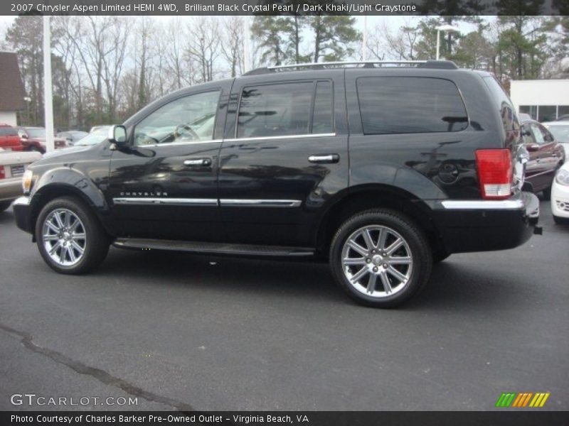 Brilliant Black Crystal Pearl / Dark Khaki/Light Graystone 2007 Chrysler Aspen Limited HEMI 4WD