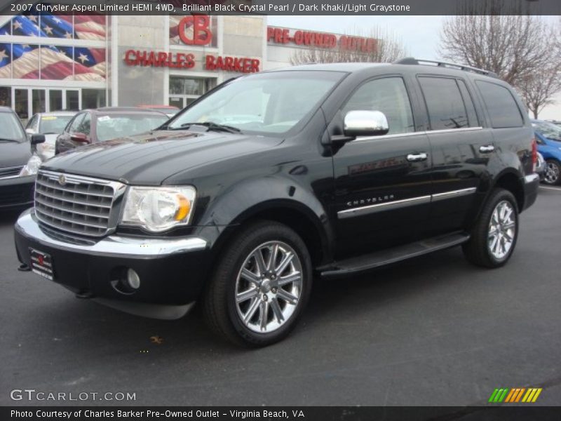 Brilliant Black Crystal Pearl / Dark Khaki/Light Graystone 2007 Chrysler Aspen Limited HEMI 4WD