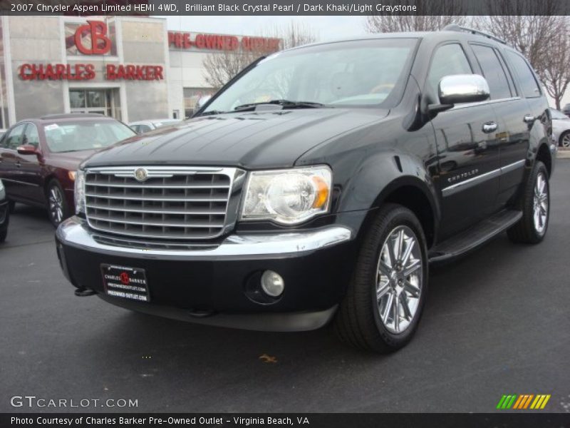 Brilliant Black Crystal Pearl / Dark Khaki/Light Graystone 2007 Chrysler Aspen Limited HEMI 4WD