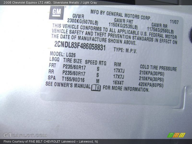 Silverstone Metallic / Light Gray 2008 Chevrolet Equinox LTZ AWD