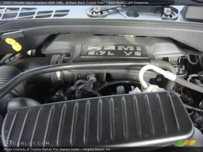 Brilliant Black Crystal Pearl / Dark Khaki/Light Graystone 2007 Chrysler Aspen Limited HEMI 4WD