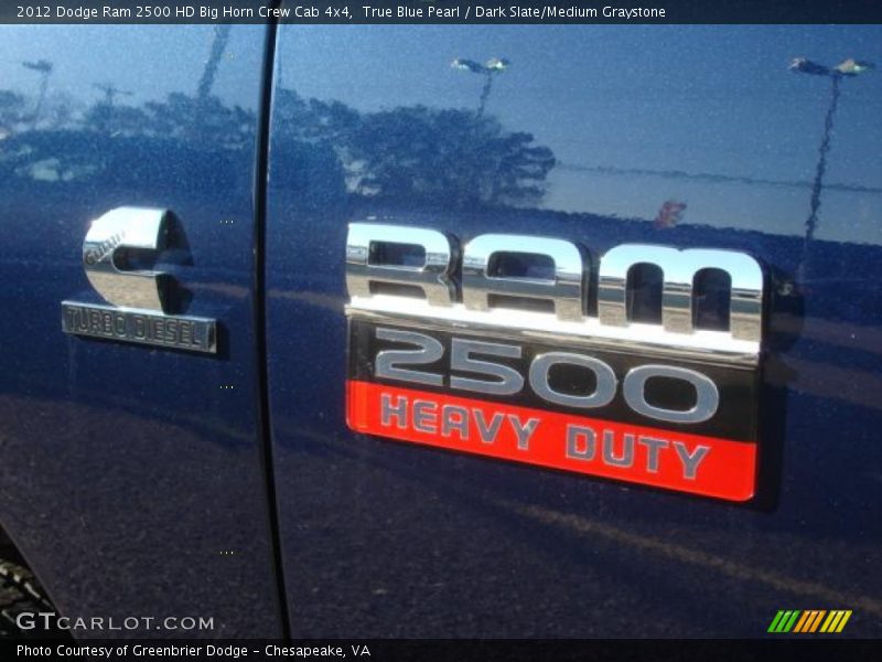 True Blue Pearl / Dark Slate/Medium Graystone 2012 Dodge Ram 2500 HD Big Horn Crew Cab 4x4