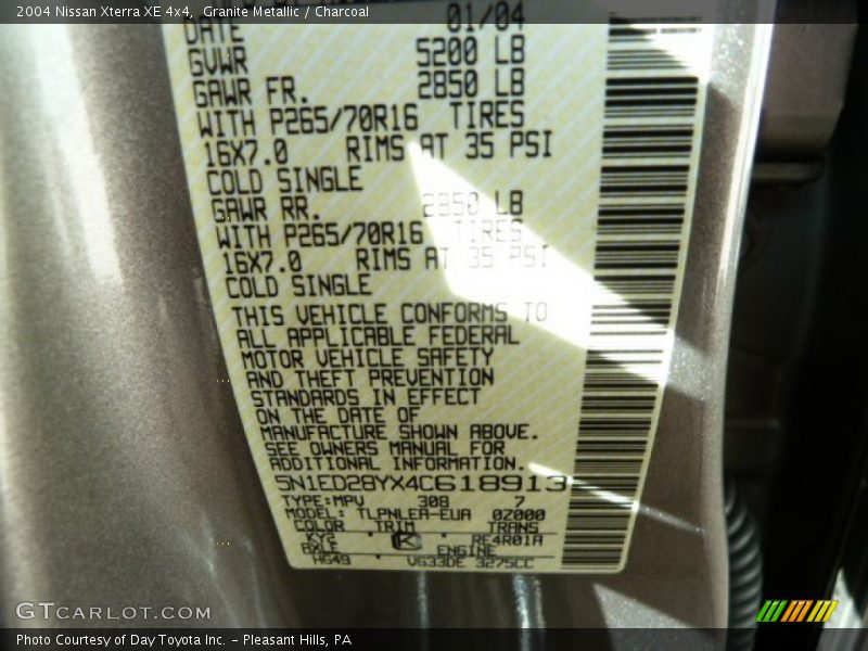 Granite Metallic / Charcoal 2004 Nissan Xterra XE 4x4