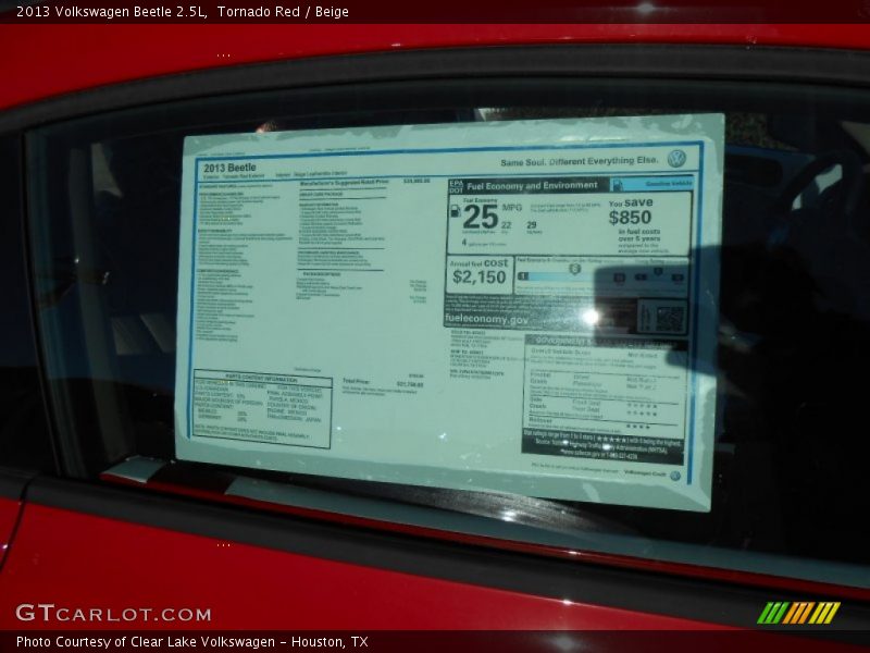 Tornado Red / Beige 2013 Volkswagen Beetle 2.5L