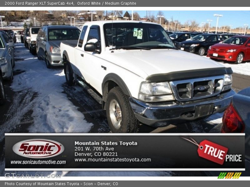 Oxford White / Medium Graphite 2000 Ford Ranger XLT SuperCab 4x4