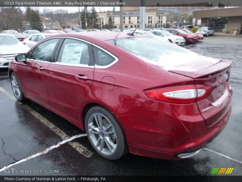 Ruby Red Metallic / Charcoal Black 2013 Ford Fusion Titanium AWD