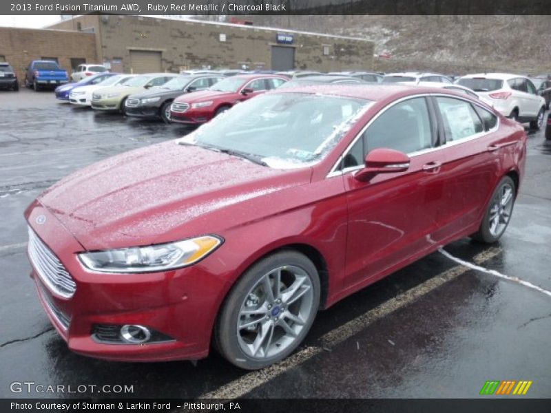 Ruby Red Metallic / Charcoal Black 2013 Ford Fusion Titanium AWD