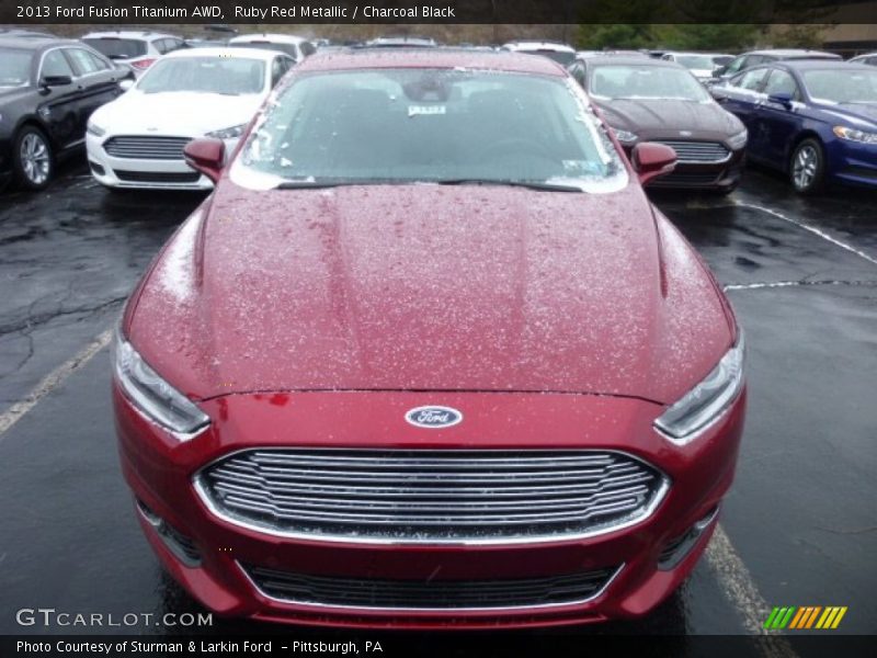 Ruby Red Metallic / Charcoal Black 2013 Ford Fusion Titanium AWD