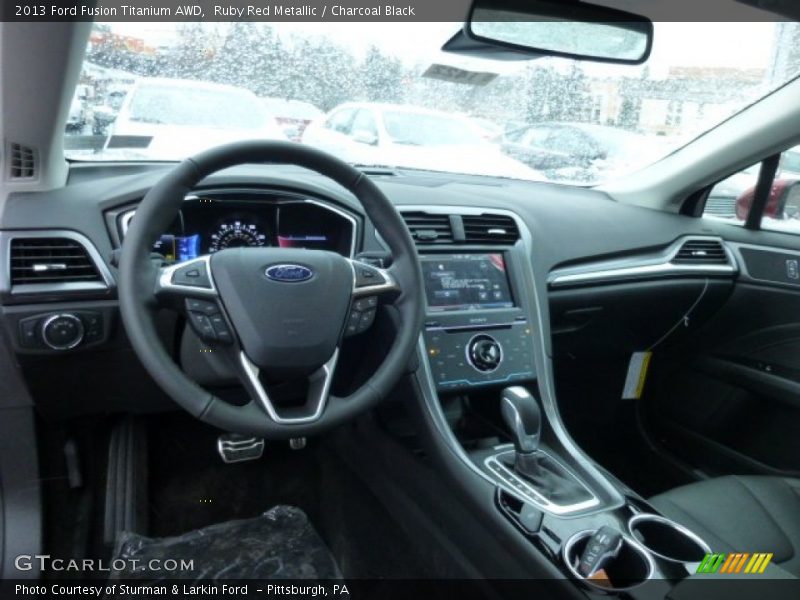 Ruby Red Metallic / Charcoal Black 2013 Ford Fusion Titanium AWD