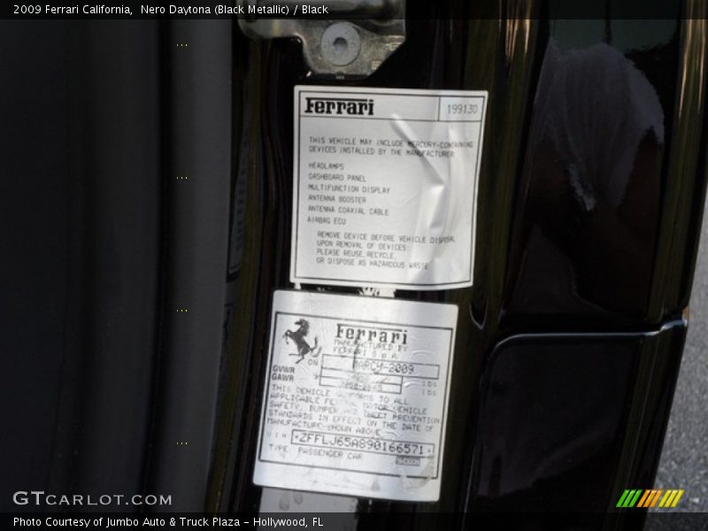 Info Tag of 2009 California 