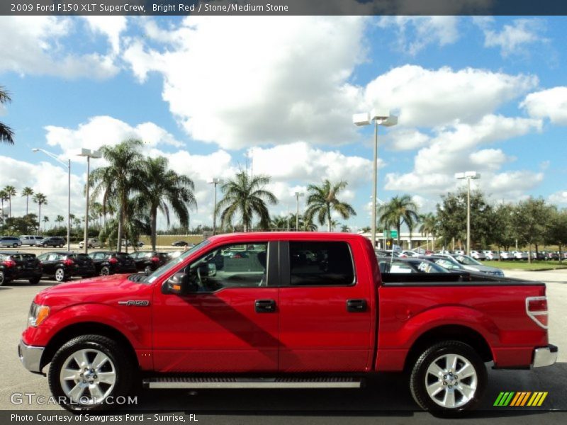 Bright Red / Stone/Medium Stone 2009 Ford F150 XLT SuperCrew