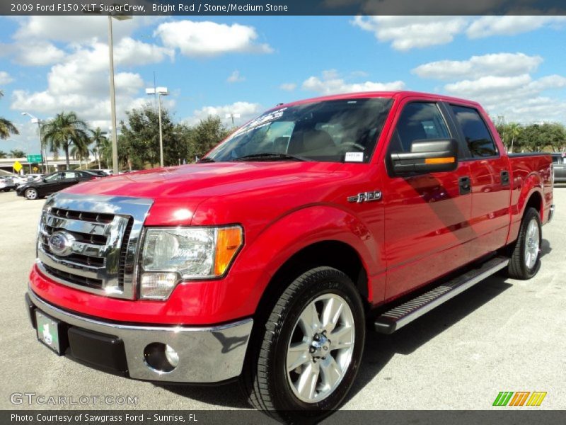 Bright Red / Stone/Medium Stone 2009 Ford F150 XLT SuperCrew