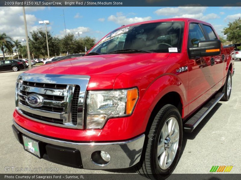 Bright Red / Stone/Medium Stone 2009 Ford F150 XLT SuperCrew