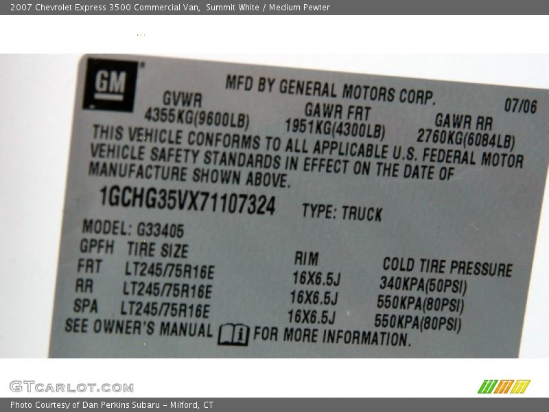 Summit White / Medium Pewter 2007 Chevrolet Express 3500 Commercial Van