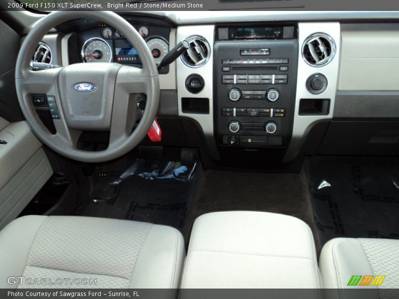 Bright Red / Stone/Medium Stone 2009 Ford F150 XLT SuperCrew
