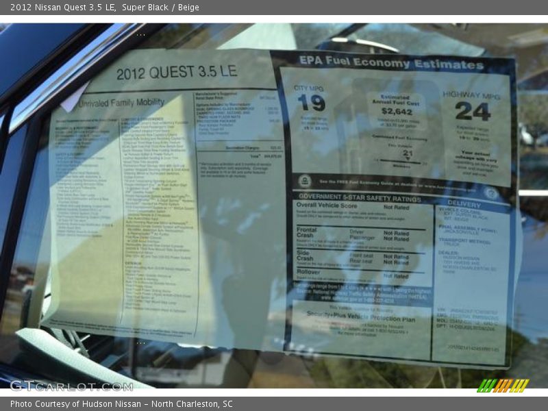 Super Black / Beige 2012 Nissan Quest 3.5 LE