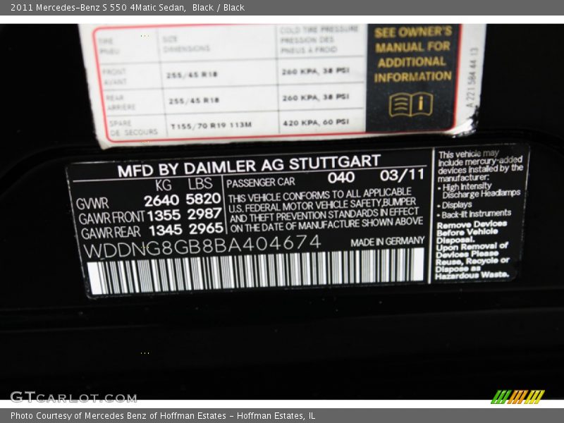 Black / Black 2011 Mercedes-Benz S 550 4Matic Sedan