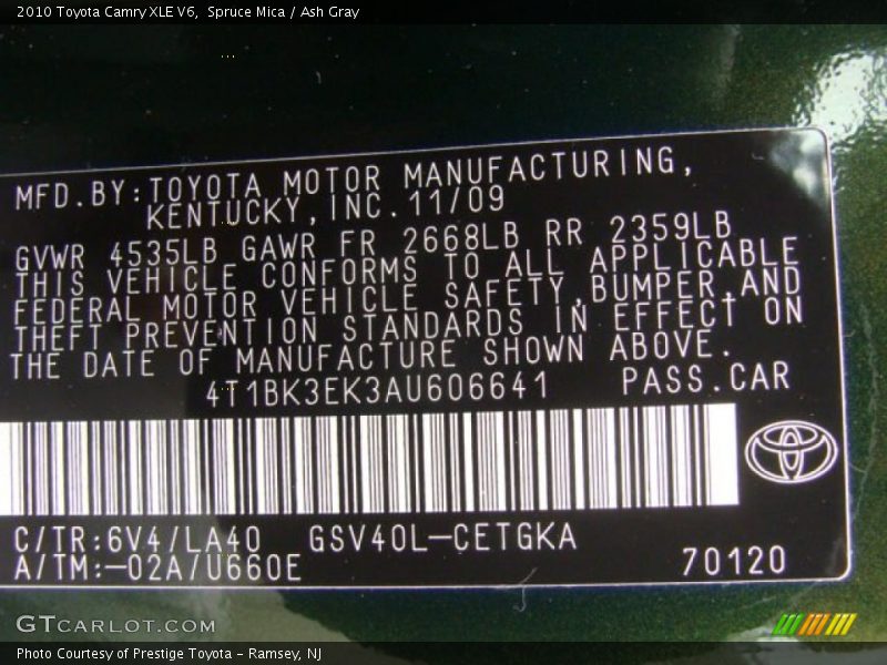 Spruce Mica / Ash Gray 2010 Toyota Camry XLE V6