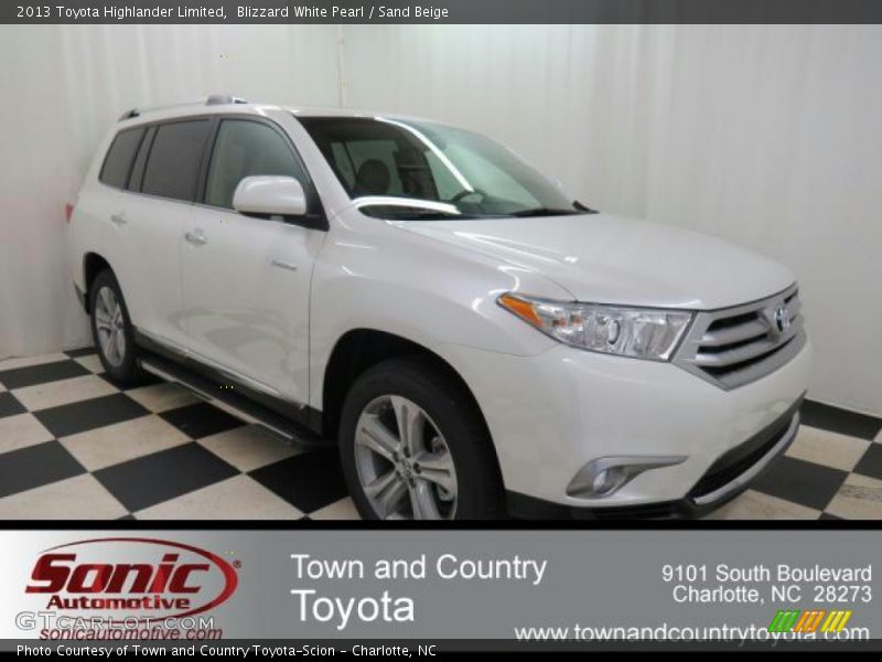 Blizzard White Pearl / Sand Beige 2013 Toyota Highlander Limited