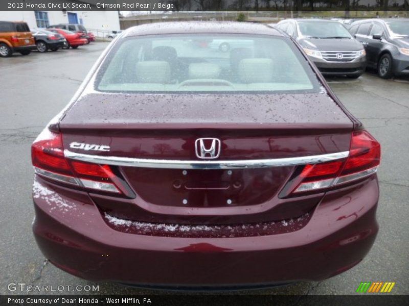 Crimson Red Pearl / Beige 2013 Honda Civic LX Sedan