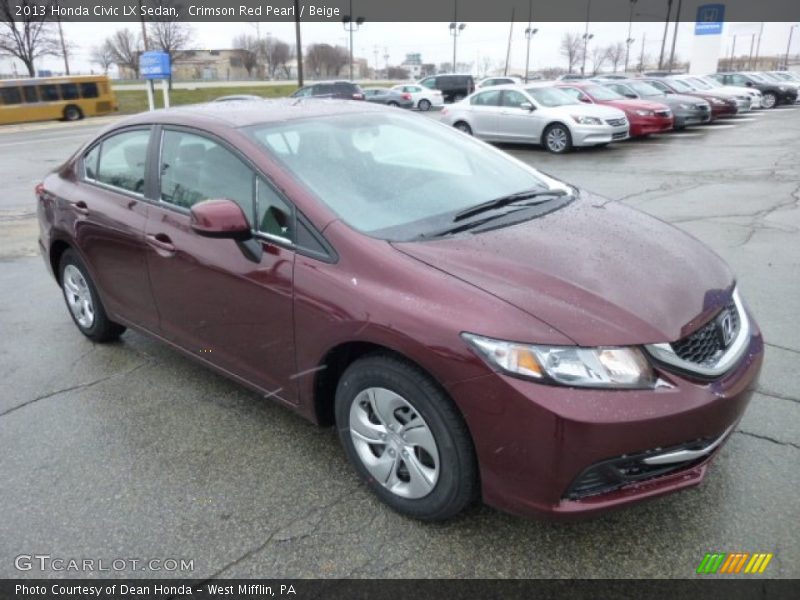 Crimson Red Pearl / Beige 2013 Honda Civic LX Sedan