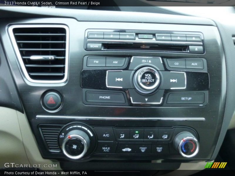 Crimson Red Pearl / Beige 2013 Honda Civic LX Sedan