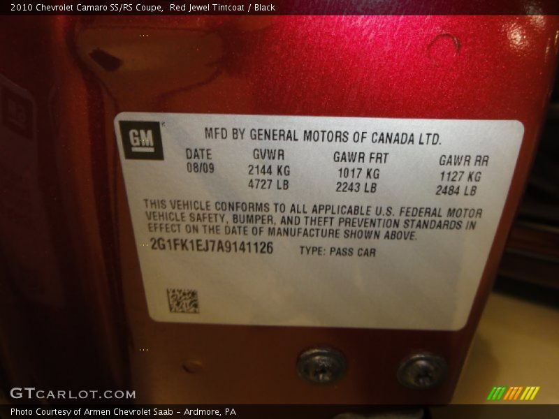 Red Jewel Tintcoat / Black 2010 Chevrolet Camaro SS/RS Coupe