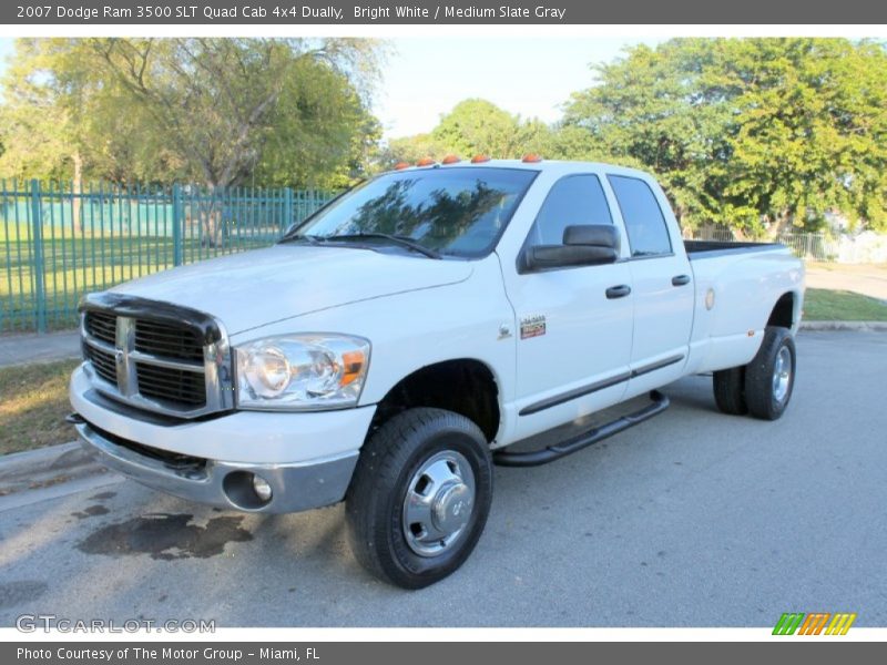Bright White / Medium Slate Gray 2007 Dodge Ram 3500 SLT Quad Cab 4x4 Dually