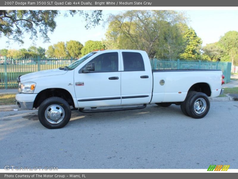 Bright White / Medium Slate Gray 2007 Dodge Ram 3500 SLT Quad Cab 4x4 Dually