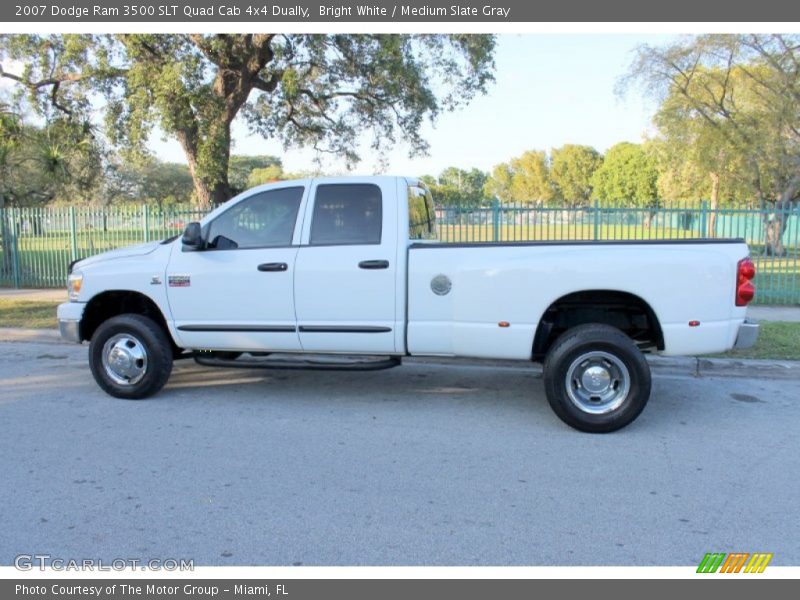 Bright White / Medium Slate Gray 2007 Dodge Ram 3500 SLT Quad Cab 4x4 Dually