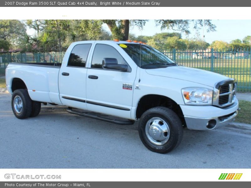Bright White / Medium Slate Gray 2007 Dodge Ram 3500 SLT Quad Cab 4x4 Dually