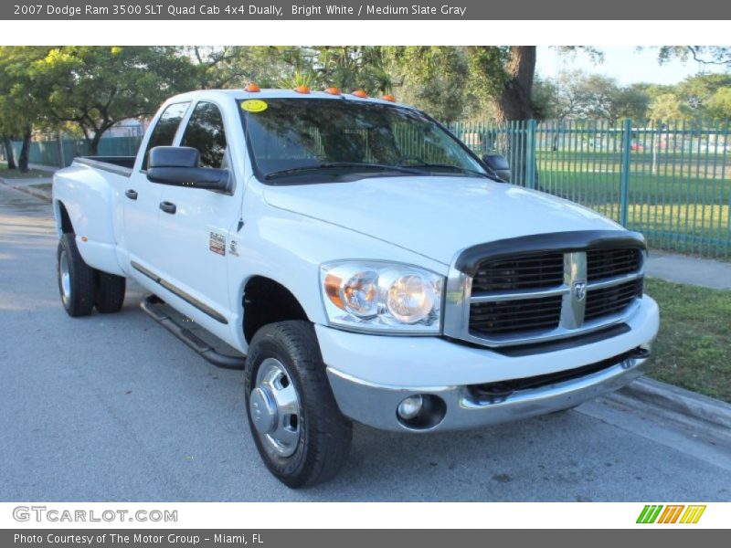 Bright White / Medium Slate Gray 2007 Dodge Ram 3500 SLT Quad Cab 4x4 Dually