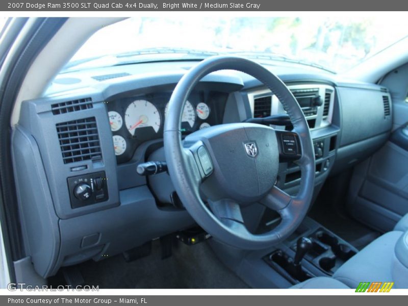 Bright White / Medium Slate Gray 2007 Dodge Ram 3500 SLT Quad Cab 4x4 Dually