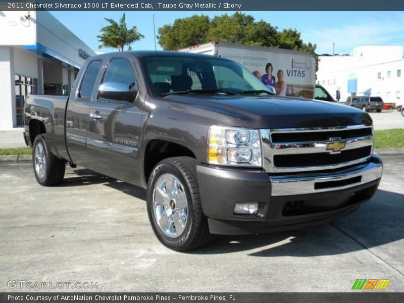 Taupe Gray Metallic / Ebony 2011 Chevrolet Silverado 1500 LT Extended Cab
