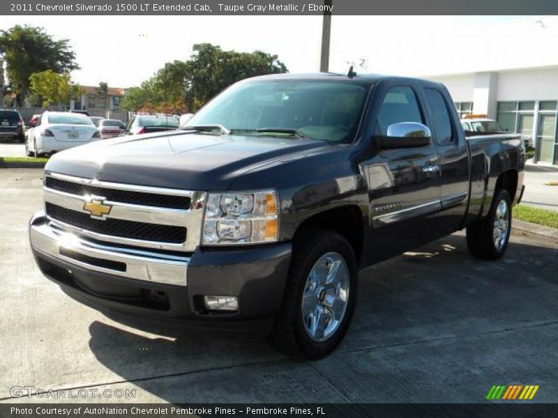 Taupe Gray Metallic / Ebony 2011 Chevrolet Silverado 1500 LT Extended Cab