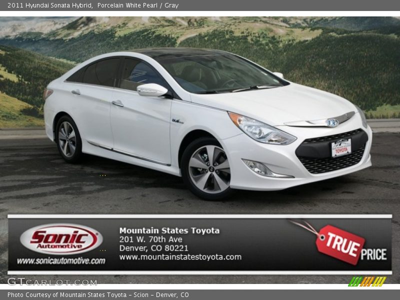 Porcelain White Pearl / Gray 2011 Hyundai Sonata Hybrid