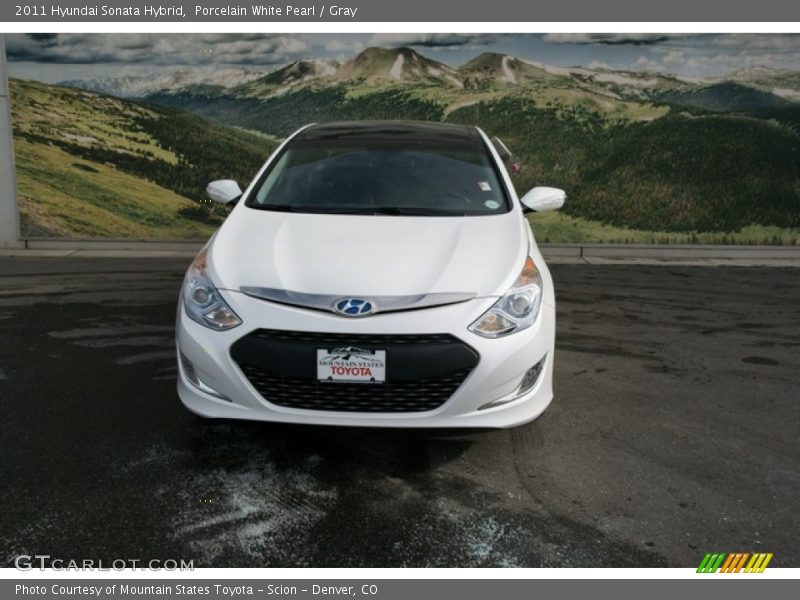 Porcelain White Pearl / Gray 2011 Hyundai Sonata Hybrid