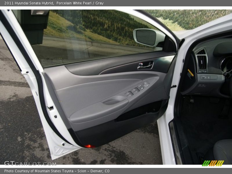 Porcelain White Pearl / Gray 2011 Hyundai Sonata Hybrid