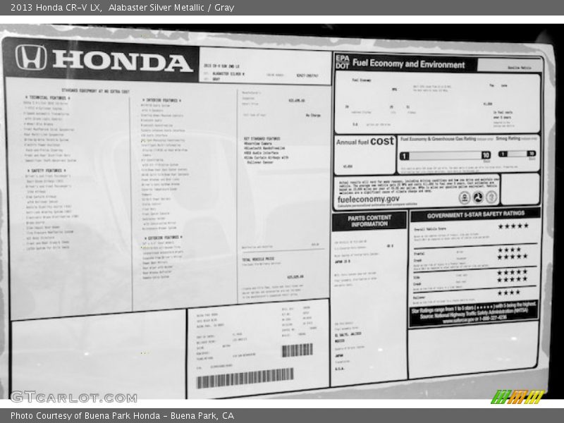 Alabaster Silver Metallic / Gray 2013 Honda CR-V LX