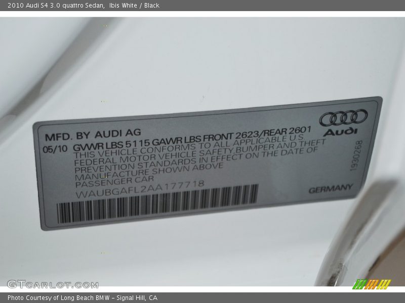 Ibis White / Black 2010 Audi S4 3.0 quattro Sedan