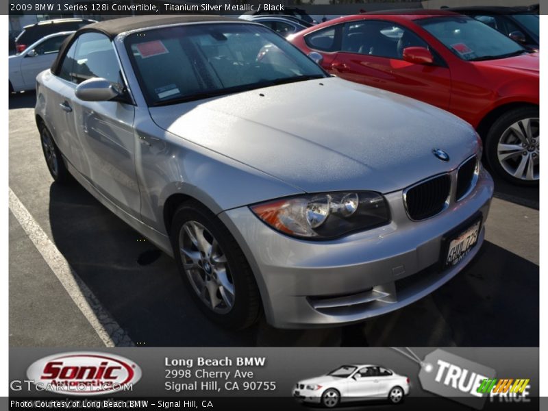 Titanium Silver Metallic / Black 2009 BMW 1 Series 128i Convertible
